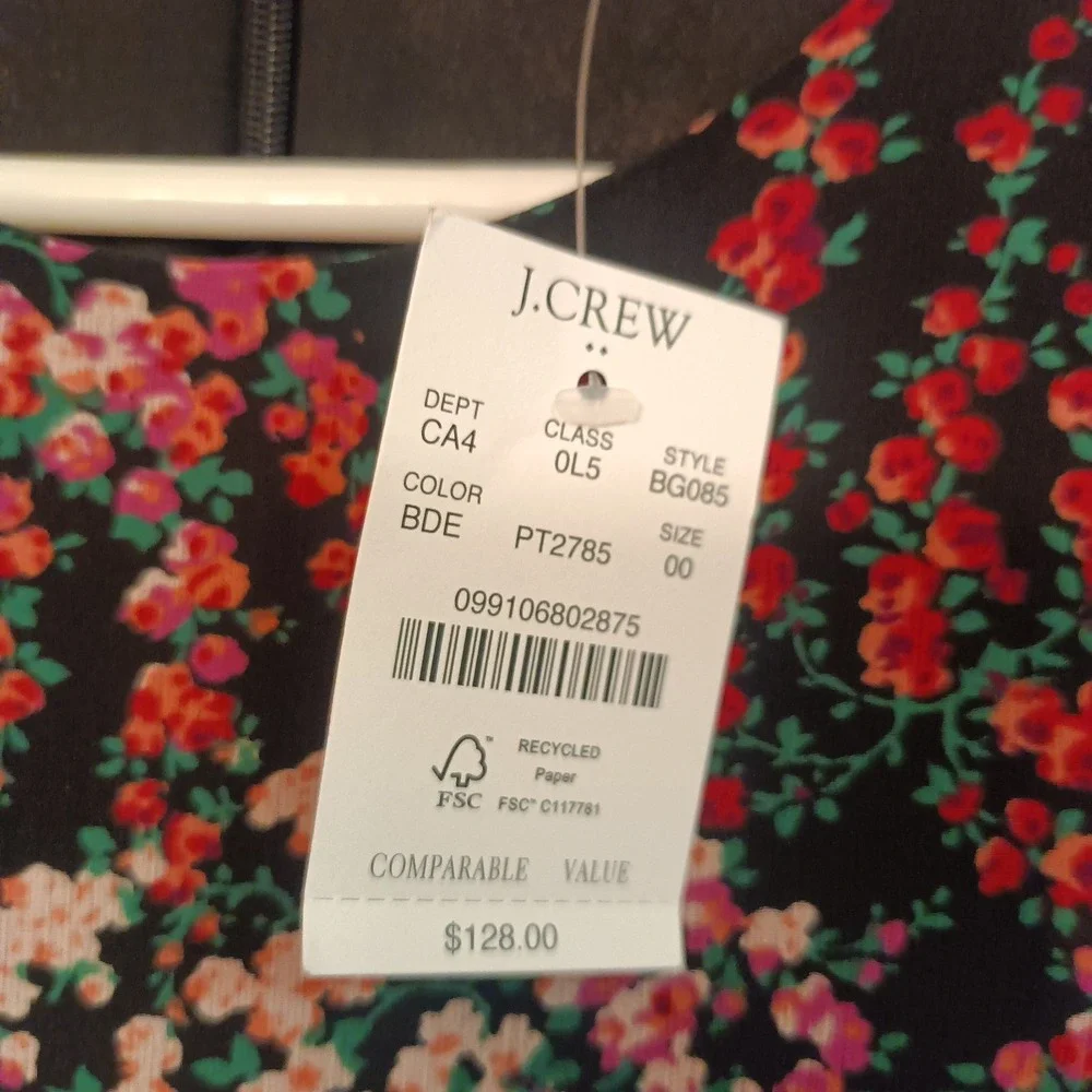 NWT J. Crew Black Floral Tiered Ruffle Sleeveless Maxi CottageCore Dress Size 00